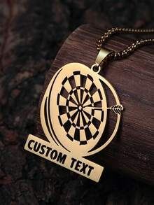 1PC Personalized Name Necklace, Dart Target Pendant, Customized Stainless Steel Unisex Jewelry, Customizable Item, Men's And Women's Necklace, Custom Jewelry, Perfect Gift For Birthday And Anniversary, Thanksgiving, Christmas, Halloween - Multicolor - View 3