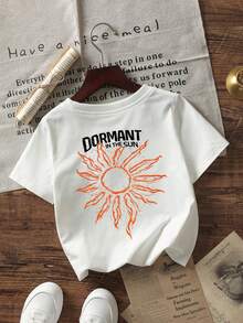 嬰兒街頭風 T-shirt，「Dormant In The Sun」太陽印花短袖上衣，柔軟，適合日常玩耍與戶外活動 - 白色 - 查看 3
