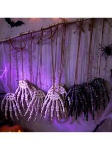 12/4pcs Halloween Skeleton Hand Decor, Scary Atmosphere Hanging Decoration For Fireplace, Window, Theme Party, Home Decor, Tabletop Decoration, Halloween Party Decoration - Multicolor - View 5