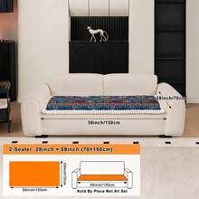1 Stück Sofakissenbezug im Boho-Stil, verdickter rutschfester Sofabezug, universell für Wohnzimmer, Schlafzimmer und Außenbereich, haustiersicher und fleckenabweisend, Ganzjahres-Sitzkissenbezug für Sofa, geeignet für L-förmige Einzelsessel, Recliner und 1/2/3/4-Sitzer Sofa, neue dekorative Herbst-Edition - Blau - Übersicht 13
