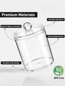 4PCS Acrylic Qtip Holder Dispenser For Cotton Swab, Ball, Round Pads, Floss Picks - Clear Plastic Apothecary Jar Set For Bathroom Canister Storage Organization, Vanity Makeup Organizer - View 4