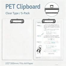 Map Binder Transparan Ukuran A4/A5, Papan Klip dengan Klip Logam, Cocok untuk Catatan, Formulir, Dokumen, dan Gambar. - A - View 3