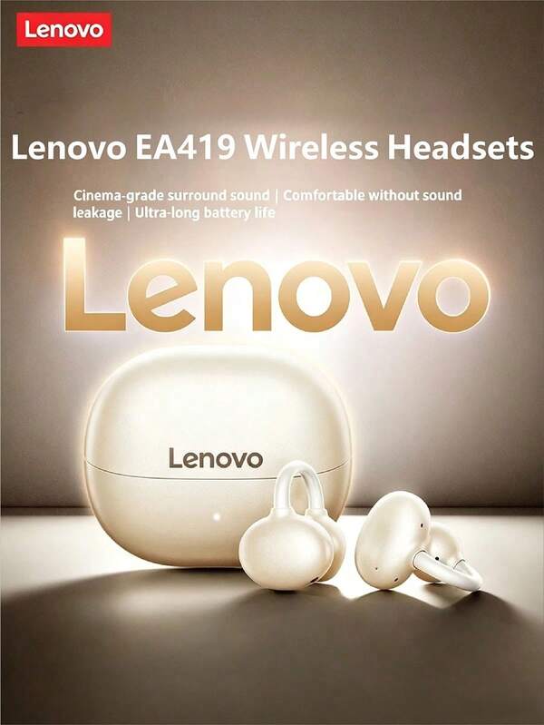 Lenovo Kulak Klipsli Kablosuz Kulaklık Açık Tasarım Hafif Bluetooth Kulaklık Kayıpsız Ses Kalitesi Spor Müzik ve Oyun İçin