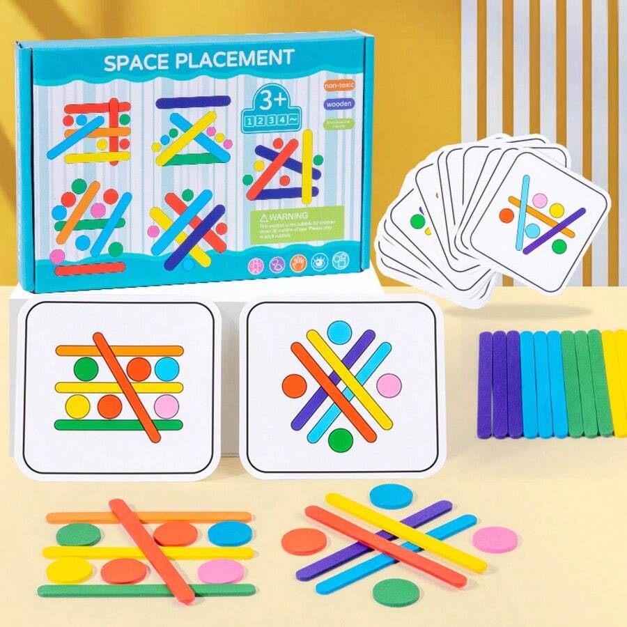 Children's Puzzle And Thinking Puzzle Board Game For Early Childhood Education Of Boys And Girls, Color Recognition Matching, Building Block Puzzle Toy Matching, Question Card Matching, Cognitive Matching Toy Suitable For Children's Various Gifts - Multicolor - View 1