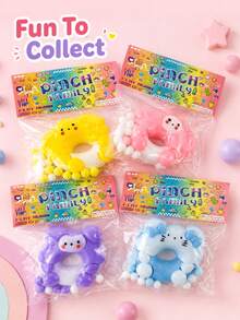 Cute Squeeze Family Donut Squishy Toy, Super Soft Slow Rebound Squeeze Toy, Cute Colorful Donut Shaped Stress Relief Ball, Portable Sensory Relief Toy, Suitable For Relieving Stress And Anxiety, Perfect For Students, Office Workers And Party Gifts Desk Toy - Multicolor - View 3