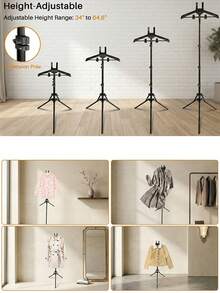 Telescopic Garment Steamer Rack Featuring A Stable, Load-Bearing Design Suitable For Hanging, Air-Drying, And Steam-Ironing Clothes; It Is Foldable And Extendable, With Adjustable Height Settings To Accommodate Garments Of Various Lengths. - View 9