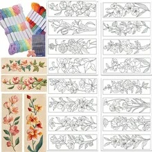 Pre-Printed Fun Floral Bookmarks Water-Soluble Pattern Stabilizer For Embroidery, Fun Themed Embroidery Applique Stickers, Suitable For Hand Sewing Enthusiasts And Beginners - B - View 16