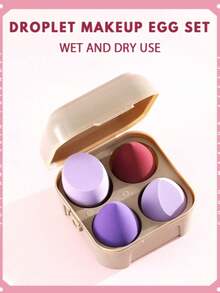 4pcs Makeup Sponge Set With Storage Box, Wet & Dry Dual-Use Makeup Sponges For Foundation, Concealer, Powder, Practical Vanity, Bedroom, Travel Makeup Accessories, Practical Daily Necessities, Ideal Christmas/Holiday Gift For Women - Multicolor - View 6
