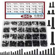 860 PCS Small Computer Screws Assortment Kit, Black Tiny Eyeglass Screws M1.2 M1.4 M1.7 M2 M2.5 M3 - Black - View 7