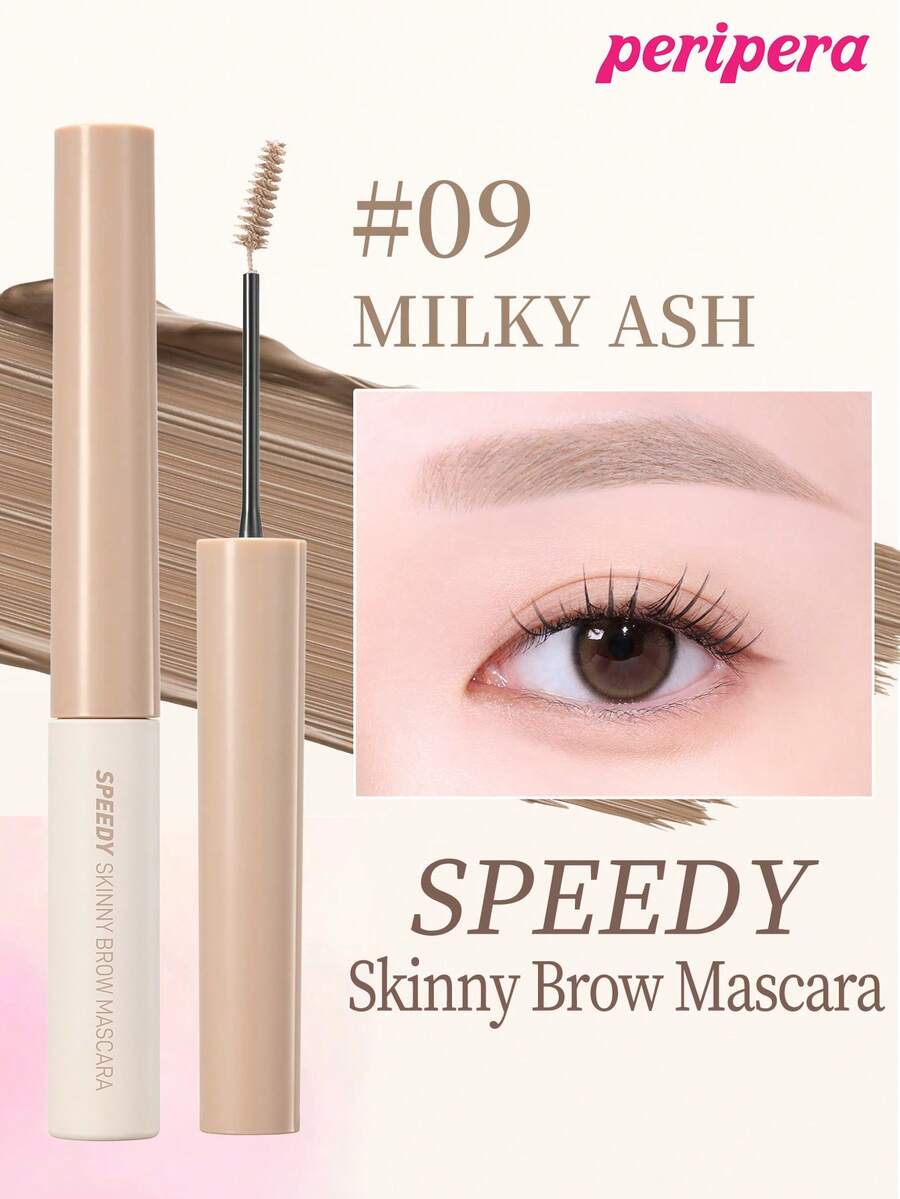Peripera K-Beauty SPEEDY SKINNY 眉彩筆,眉毛造型凝膠,超細刷頭,輕鬆打造精緻眉妝,防水、持久且防暈染,眉毛造型液,眉毛填充,豐盈眉毛凝膠 - #09 MILKY ASH - 查看 1