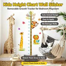 SMLAZ 1 pieza Pegatina de pared con tabla de altura de jirafa y dinosaurio, calcomanía de medición de crecimiento de dibujos animados creativos, adecuada para la habitación de los niños y la decoración del hogar, pegatina de vinilo autoadhesiva y removible - B - Ver 3