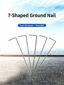 20pcs/30pcs Garden Tent Stakes, High-Quality Corrosion-Resistant Sharp Slanted Head Heavy-Duty Reusable Straight Round Metal Stakes, Sturdy Ground Pegs For Camping, Yard Landscaping, Beach Picnic, All-Season Outdoor Scenarios - Type 7 Ground Stakes - View 1