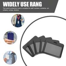 10pcs ABS Plastic Slide Cover ID Card Holder Set, Includes 5 Vertical And 5 Horizontal Card Sleeves, Durable Office ID Protection Covers, Suitable For Men And Women, Ideal For Work And School Use. - A - View 3