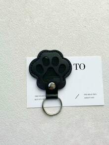 1pc Leather Paw Print Pet Memorial Keychain, Cat Dog Pet Hair Memorial Pendant, Portable Hair Storage Memorial Gift - Multicolor - View 10