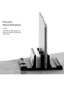 1pc Adjustable Ergonomic Laptop Stand - ABS Material, Height Adjustable Desk Laptop Stand For Best Viewing Angle - Space-Saving Vertical Storage Rack, Compatible With MacBook, IPad, Tablet, Black - Multicolor - View 3