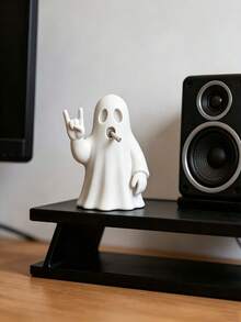 Creative Cool Rock Ghost Desktop Ornament | Personalized Mini Figurine Fun Decor, Office Bedroom Decoration, Punk Style Mini Ghost Figurine, Unique Gesture Design, Right Hand Making Love Gesture, Desktop Decor Ornament, Music Lover Ghost Small Statue, Rock Style Gift Collection Essential - Upgraded Version - View 3