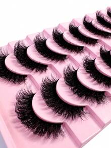 New 10 Pairs 18mm 3D Mink Fur False Eyelashes 8D Dense Fluffy Soft Eyelash Extensions Natural Makeup Mink Fur Eyelashes - 黑色 - 查看 8