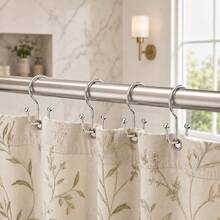 12pcs Double Hook Shower Curtain Rings, Mountain-Shaped Design, Multi-Functional Metal Hooks For Home Use - Silver - View 3