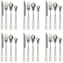 4/24pcs Elegant Ceramic Handle Stainless Steel Cutlery Set, Including Steak Knife, Fork, Dessert Spoon, Soup Spoon, Unique Design Suitable For Home, Restaurant, Kitchen, Daily Dining, Party And Holiday Gathering - Gold - View 8