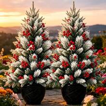 Artificial Realistic Cedar With Red Berries, Spring/Summer Indoor/Outdoor Decoration, Suitable For Easter, Independence Day, Halloween, Christmas, Multi-Holiday, Multi-Scenario, High Foliage Realism, Plump And Bright Berries - Multicolor - View 3