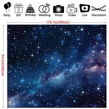 1-Piece Package, With A Background Cloth And A Decorative Background Photo Prop For The Theme Of The Starry Night Sky And Space Galaxy. The Background Banner Is Suitable For Indoor And Outdoor Decoration And Studio Props. - Multicolor - View 3