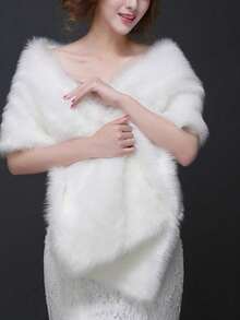 1pc Women's Versatile Faux Fur Shawl Scarf For Wedding Dress And Evening Gown, Autumn/Winter - Multicolor - View 7
