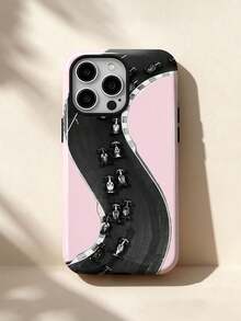 1pc Sweet & Cool Contrast Style Racing Track Pattern Design, Phone 17 Pro Max Phone Case, Compatible With Phone 16 Pro Max, 15 Pro Max, 14 Pro Max, High-End Fashionable & Fun Phone Case, Compatible With 11/12/13/14/15/16 Pro Max Plus, Elegant Design Suitable For Men And Women, Perfect Gift For Girlfriend On Valentine's Day, Easter, Wedding Season And Birthday! - Multicolor - View 1
