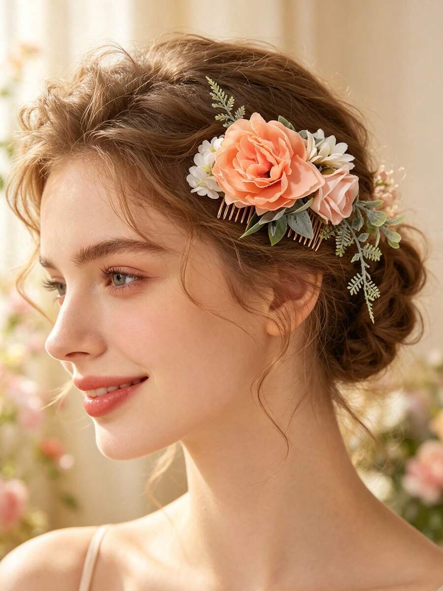 1件森系波西米亞風度假髮梳,新娘婚禮髮飾,適用女性與女孩 - 66044 - 查看 1