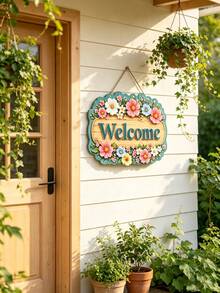 1件 2D平面金屬「Welcome」歡迎標誌，花卉鄉村風牆飾，玄關裝飾、門廊裝飾、花園裝飾，歡迎牆面藝術，適合展示住家地址、房間、庭院或露台，居家裝飾與節日禮物首選 - 花賁WL - 查看 8