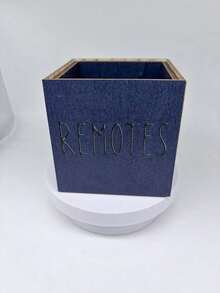 家用客廳咖啡桌桌面電視空調遙控器收納盒 復古實木方形雜物收納盒 雕刻圖案設計 - 藍色 - 查看 6