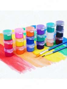 12-Color Acrylic Paint Set With 2 Brushes, Versatile Art Supplies For Students & Hobbyists, Includes Oil Painting Brush Set For Canvas & Mixed Media - Multicolor - View 1