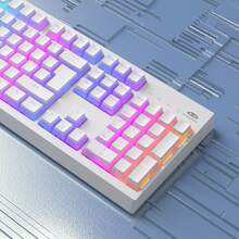 MageGee 130-Key Pudding Keycaps, Juego de Teclas PBT Personalizable, Altura OEM, Adecuado para Teclados 100%, 75%, 65%, 60%: Pudding Blanco - Blanco - Ver 2