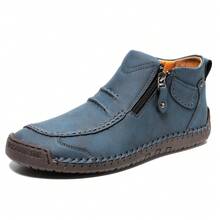 Men's Plus Size Outdoor Casual Shoes Flat Hand-Stitched Zipper  Boots Short Ankle Boots - 828 Black - View 10