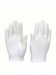 1/3 Pairs White Cotton Gloves, Breathable Elastic Fabric Gloves, Suitable For Dry Hands, Moisturizing SPA Soft Gloves, Multi-Purpose Jewelry Inspection Work Gloves, Suitable For Women - White Gloves - View 12