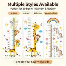 SMLAZ 1PC Giraffe & Dinosaur Height Chart Wall Sticker - Creative Cartoon Growth Measurement Decal, Suitable For Kids Room And Home Decor, Self-Adhesive Removable Vinyl Sticker - C - View 2
