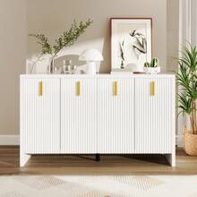Modern Sideboard Black Minimalist With Adjustable Shelves - 白色 - 查看 3