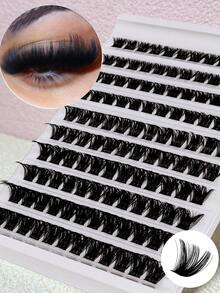 10 Rows 120pcs Dense 160D Cluster False Eyelashes Box, Exaggerated Curl Lash Extensions 10-18mm, Suitable For Beginners, Thick Voluminous Cluster, Create Full Charming Curly Eye Makeup - D - View 2