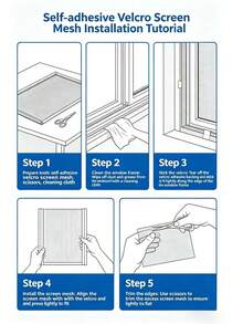 No-Drill Self-Adhesive Screen Window | Self-Adhesive Installation, Ventilation & Mosquito Protection, Multiple Sizes Available, Washable - Black Mesh With Black Trim - View 8