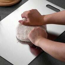1pc/2pcs/3pcs Stainless Steel Cutting Board, Double-Sided Metal Chopping Board, Easy To Clean, Non-Stick, Space-Saving, Rust-Proof, Suitable For Fruits, Vegetables, Bread, Etc. - View 4