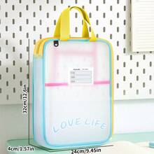 HUAJIE EVA Clear Mesh A4 Handheld File Bag With Macaron Border & Subject Label Slot, Waterproof Large Capacity Student Exam Paper Document Storage Tote - Single Piece - View 7