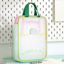 HUAJIE EVA Clear Mesh A4 Handheld File Bag With Macaron Border & Subject Label Slot, Waterproof Large Capacity Student Exam Paper Document Storage Tote - Single Piece - View 5