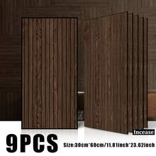 Large Size Detachable Wood Grain Vertical Slat Decorative Wall Panel / Wall Sticker, 30cm*60cm Single Piece Significantly Reduces Seam Gaps, Gentle Low-Residue Design Friendly For Rental Home Renovation, Fully Removable Without Damaging Wall Latex Paint, Vertical Slat Visual Stretch Height, Instantly Removes Oppressive Feeling For Small Apartments - GS-9-piece - View 18