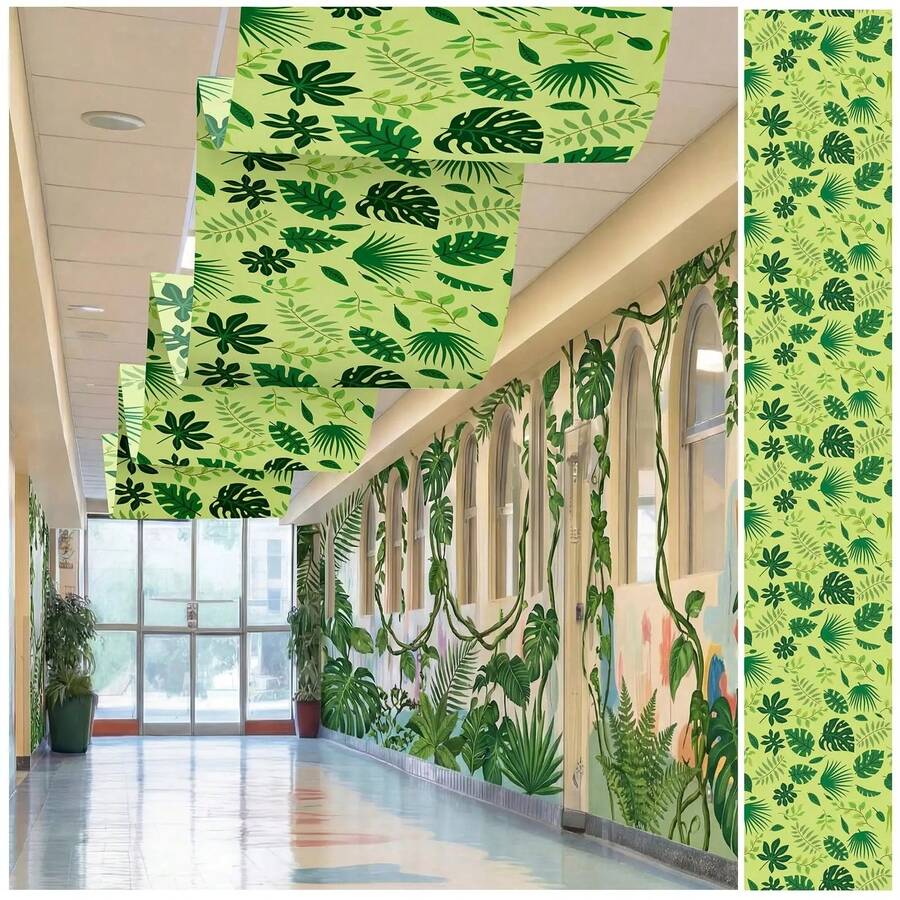 AFYPRTY 1pc Tropical Jungle Palm Leaf Ceiling Decor Banner Backdrop, Suitable For Jungle Wildlife Party, Hawaiian Luau Party, Summer Birthday Party Decoration