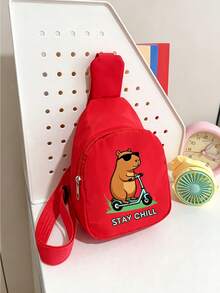 1pc Back To School Mini Fashion Simple Solid Color Cute Cartoon Capybara 2D Print Waist Bag Chest Bag, Lightweight Nylon Material Zipper Closure Coin Purse, Perfect For Daily, Travel, Vacation, Shopping, Outing - Multicolor - View 14