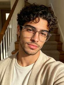 1 Stück Herren transparente graue runde Blaulicht-Brille, Metallnieten-Einlege-Detail, gesichtsschmeichelnde Y2K Fake-Brille, Schulanfang, Büro, Alltag - A - Übersicht 1