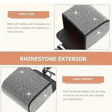 1pc Car Air Vent Organizer, Car Coin Holder, Rhinestone Car Air Vent Leather Pocket, Universal Car Accessory Shiny Car Small Bag With Hook, Suitable For Fashion Glasses, Keys, Coins - A - View 10