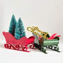 3-Color Mixed Christmas Sleigh Holiday Desktop Decor Mini Figurines, Festive Atmosphere Desktop Scene Decoration Props - 3-color Mixed Packaging - View 2