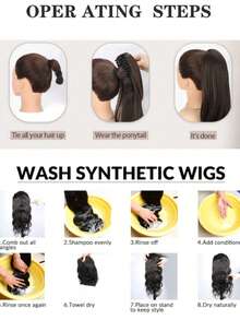 Ekstensi Rambut Ekor Kuda Jepit, Panjang Lurus Pirang, 24 Inci, Serat Tahan Panas - MultiWarna - View 8