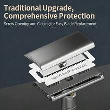 Men's Metal Manual Safety Razor, 30° Precision Design Double-Sided Vintage Reusable Shaving Razor, Vintage Style Men's Beard Trimmer, Suitable For Trimming Beard And Mustache, Portable Design, Smooth Shaving, Can Be Used As Father's Day, Christmas And Halloween Gift Set (Blades Not Included) - Silver - View 4