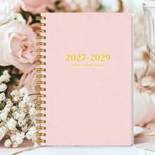 1本 A5 螺旋裝訂 2027-2029 學生計畫本，純粉色印刷日誌，完整週月版面，簡約時尚馬卡龍色系桌面裝飾風，課業記錄筆記本，開學禮物，裝飾性學生時間管理本 - A5 - 查看 4